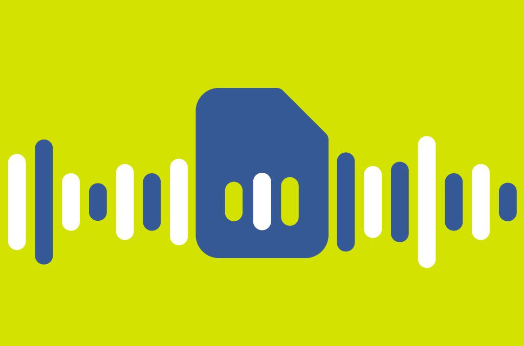 A wavelength graph with a SIM card in the middle.