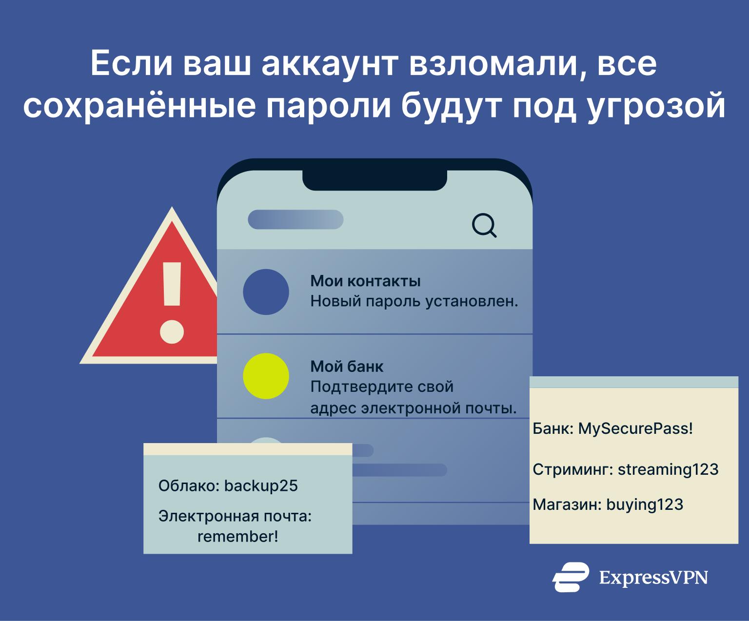A warning against storing passwords in plain text in an email client or notes app.