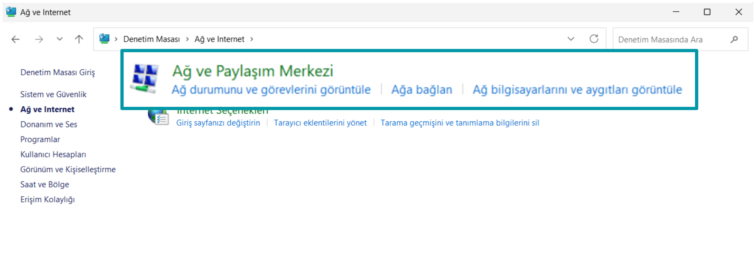Click Network And Sharing Centre Tr