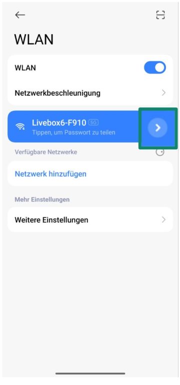 Android's Network details menu, with the Edit icon highlighted.