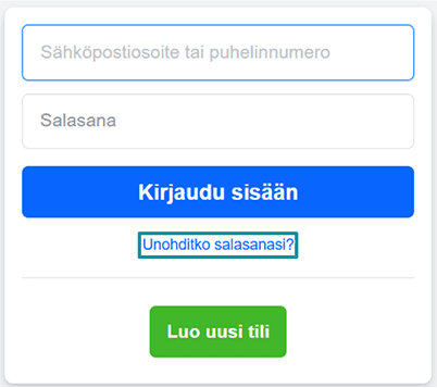 Facebook sign-in area with Forgot password? highlighted.