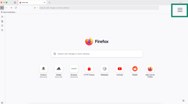 Firefox menu button on desktop browser