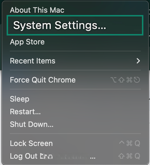 Image showing Mac System Settings.