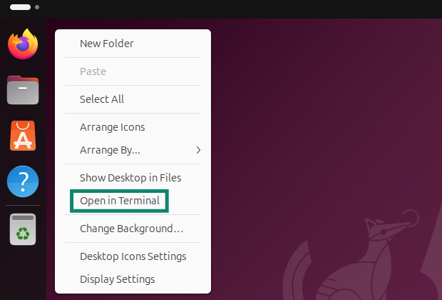 Opening the terminal on Linux.