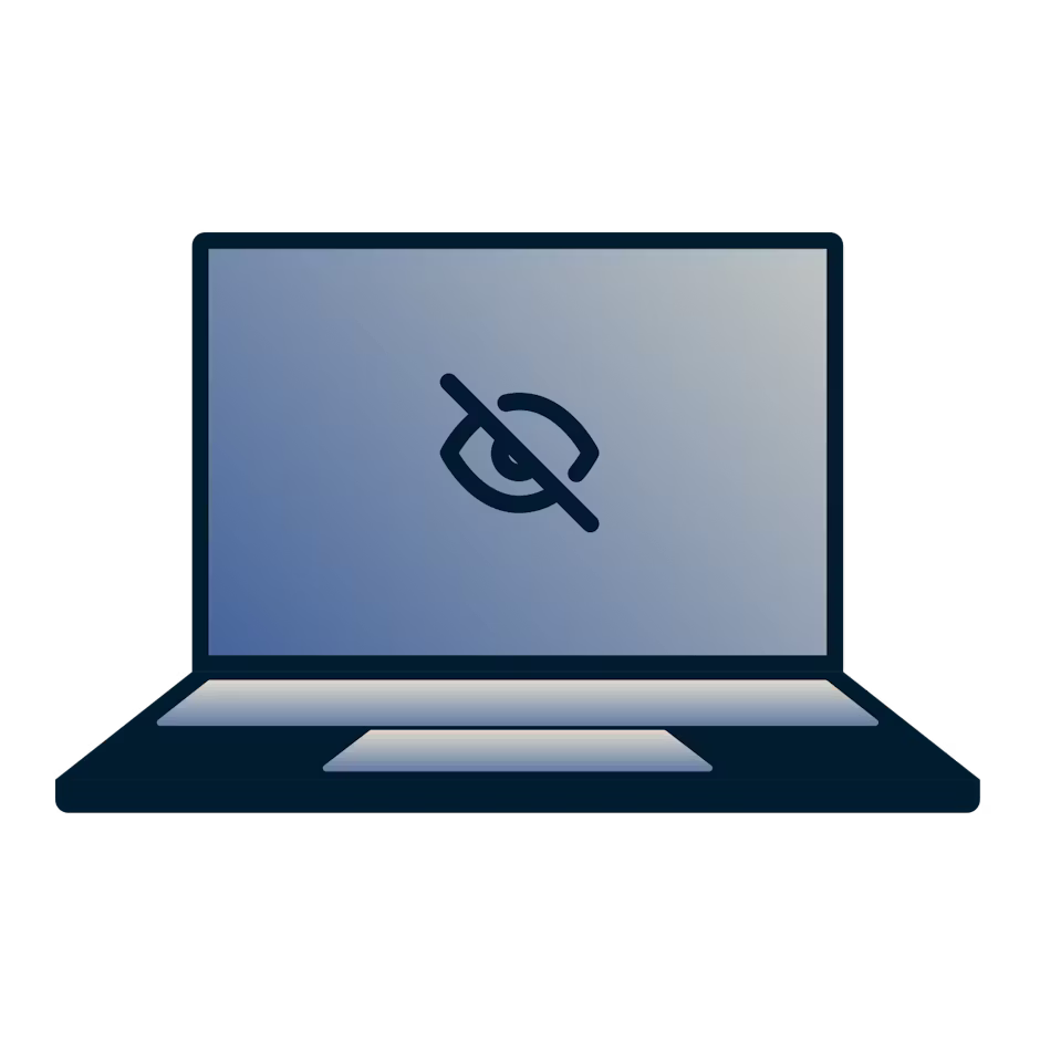 Bärbar dator med blockerad åtkomst till innehåll och appar.