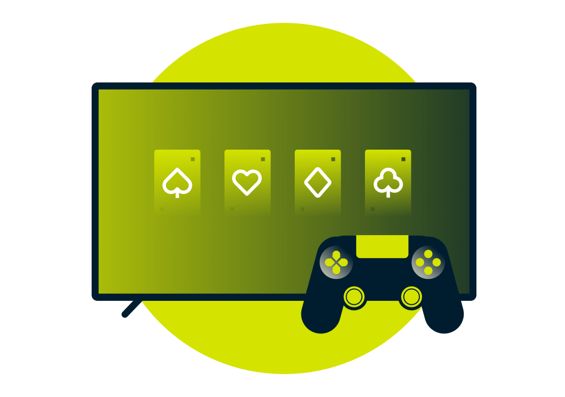 모니터에서 카드 기호 재생.