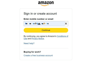 Login screen on Amazon's website.