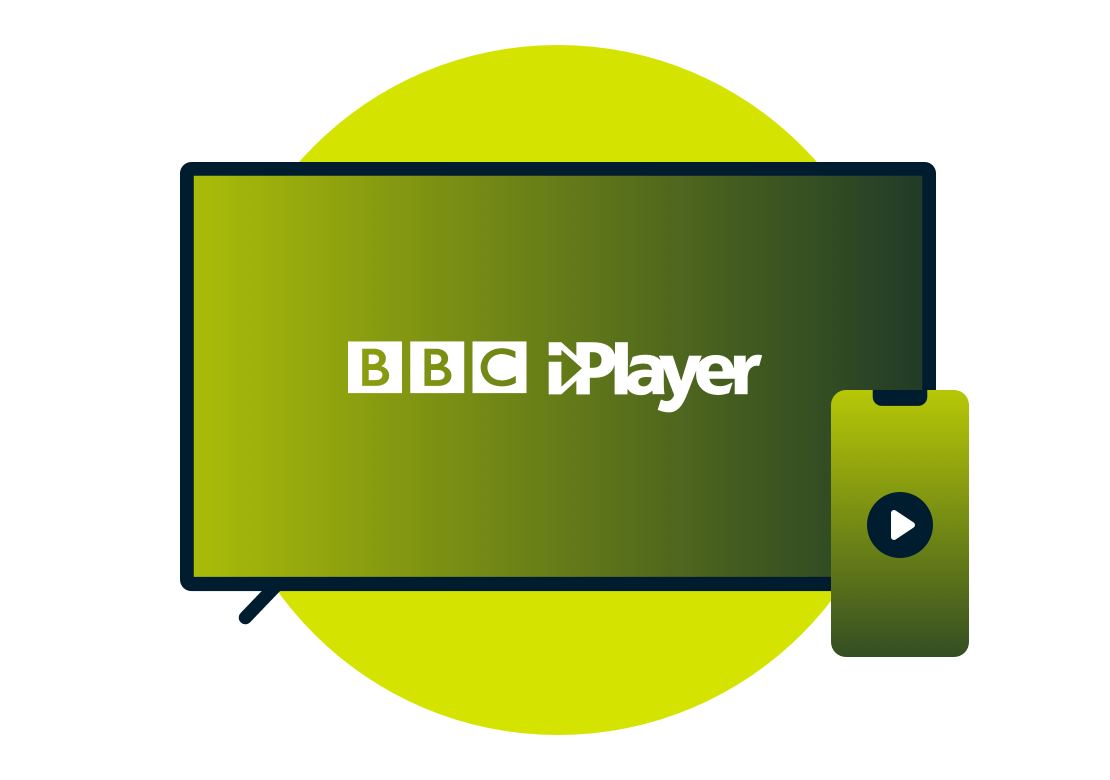 Een laptop en telefoon met het BBC iPlayer logo.