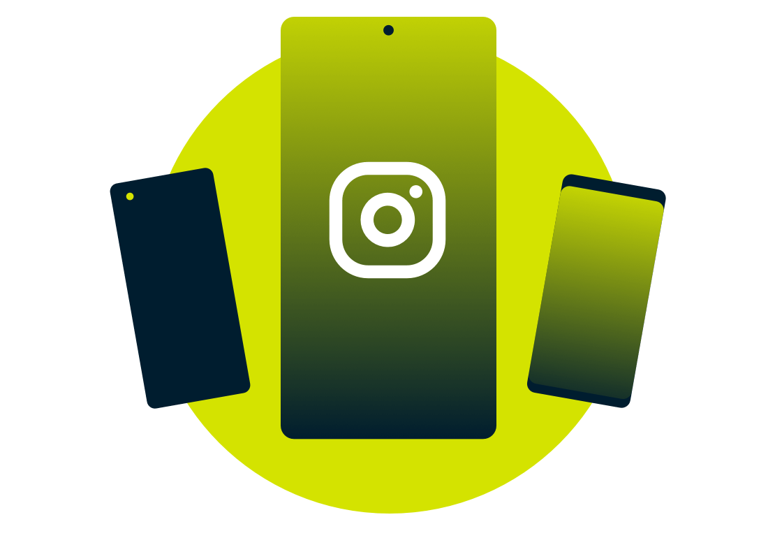Dispositivi mobili con il logo di Instagram.