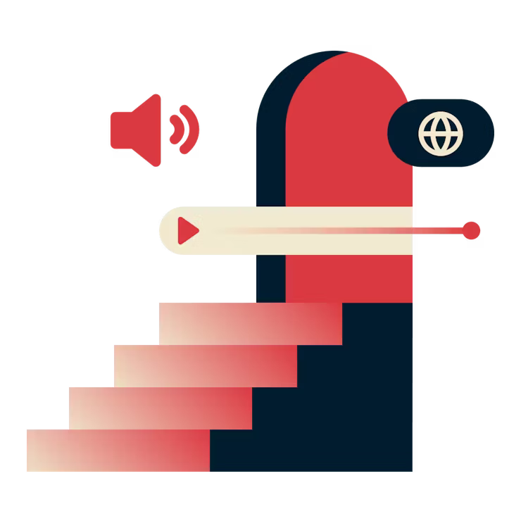 Schauen Sie Inhalte von überall aus: Eine Treppe zu einer offenen Tür, die den Zugang darstellt.