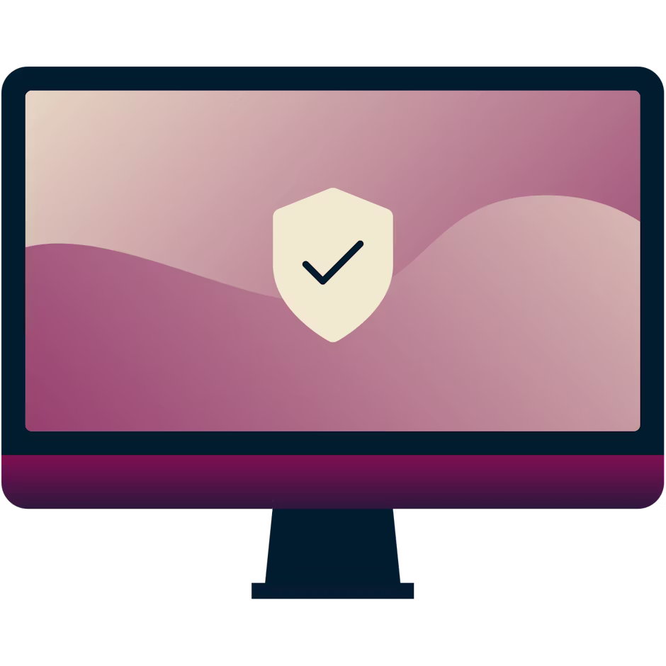 Wat is het verschil tussen een Proxy en een VPN? Computerscherm met een schild met een vinkje erop.