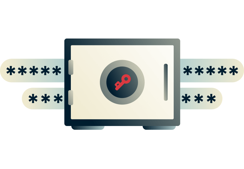 Salasanoja ja holvi kuvastaen ExpressVPN Keysiä.