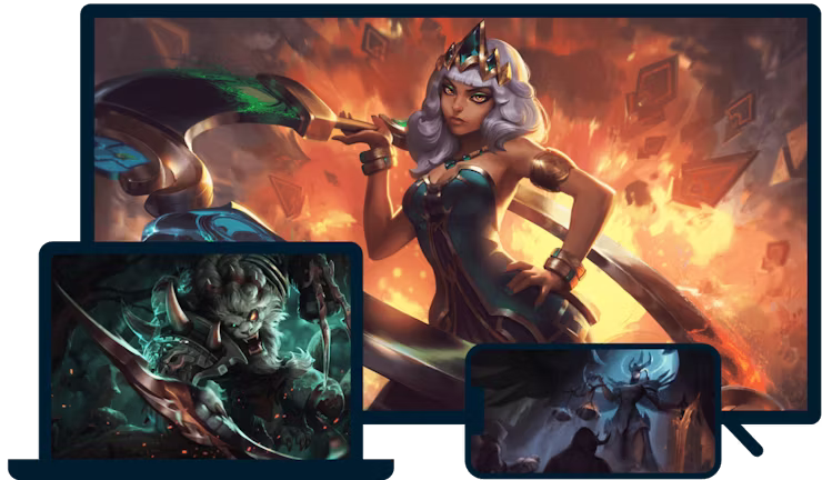 様々なデバイス上のリーグ・オブ・レジェンド。