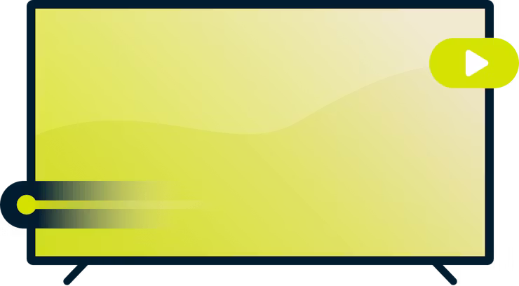 VPN으로 더 나은 게임 즐기기: 진행률 표시줄과 재생 버튼이 있는 TV.