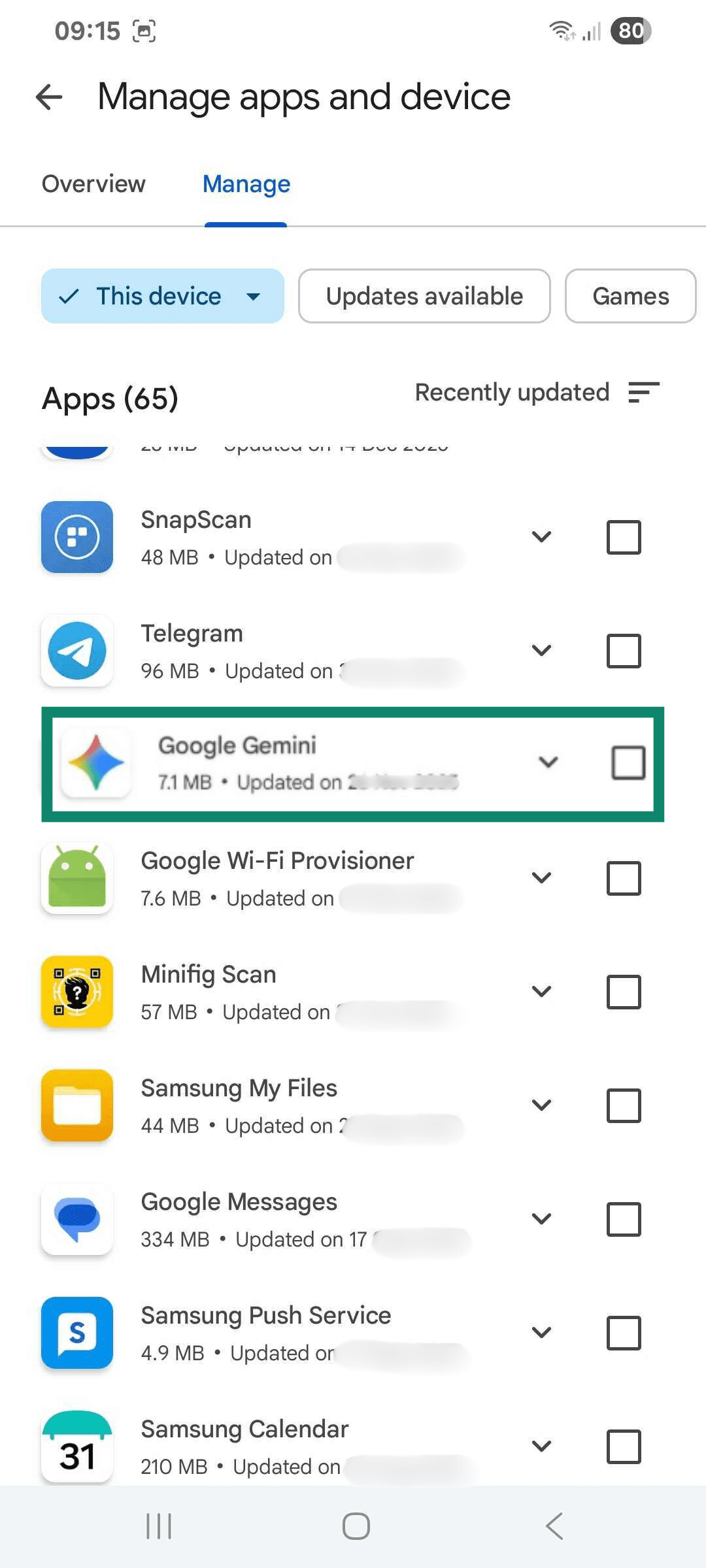 Selecting the Google Gemini app.