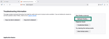 fresh Firefox on the right side of the page, and confirm when prompted