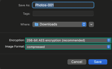 Setting up encryption for mac dmg files.