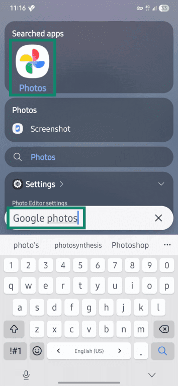 Google Photos app.