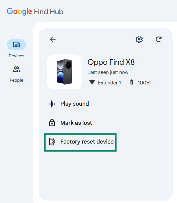 Initiating a remote wipe / factory reset through Google's Find Hub