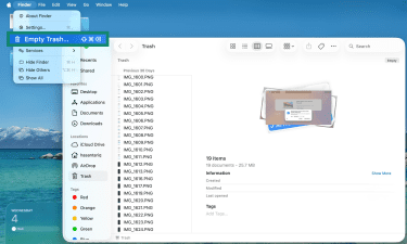 How to empty the Trash folder on Mac.