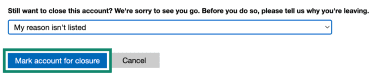 The final step of deleting a Microsoft account.