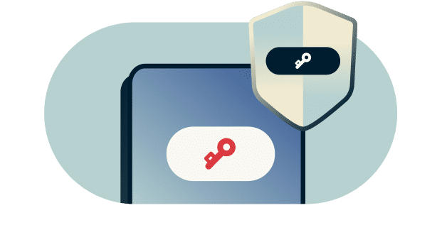 Et skjold med en lås og adgangskodefelter.